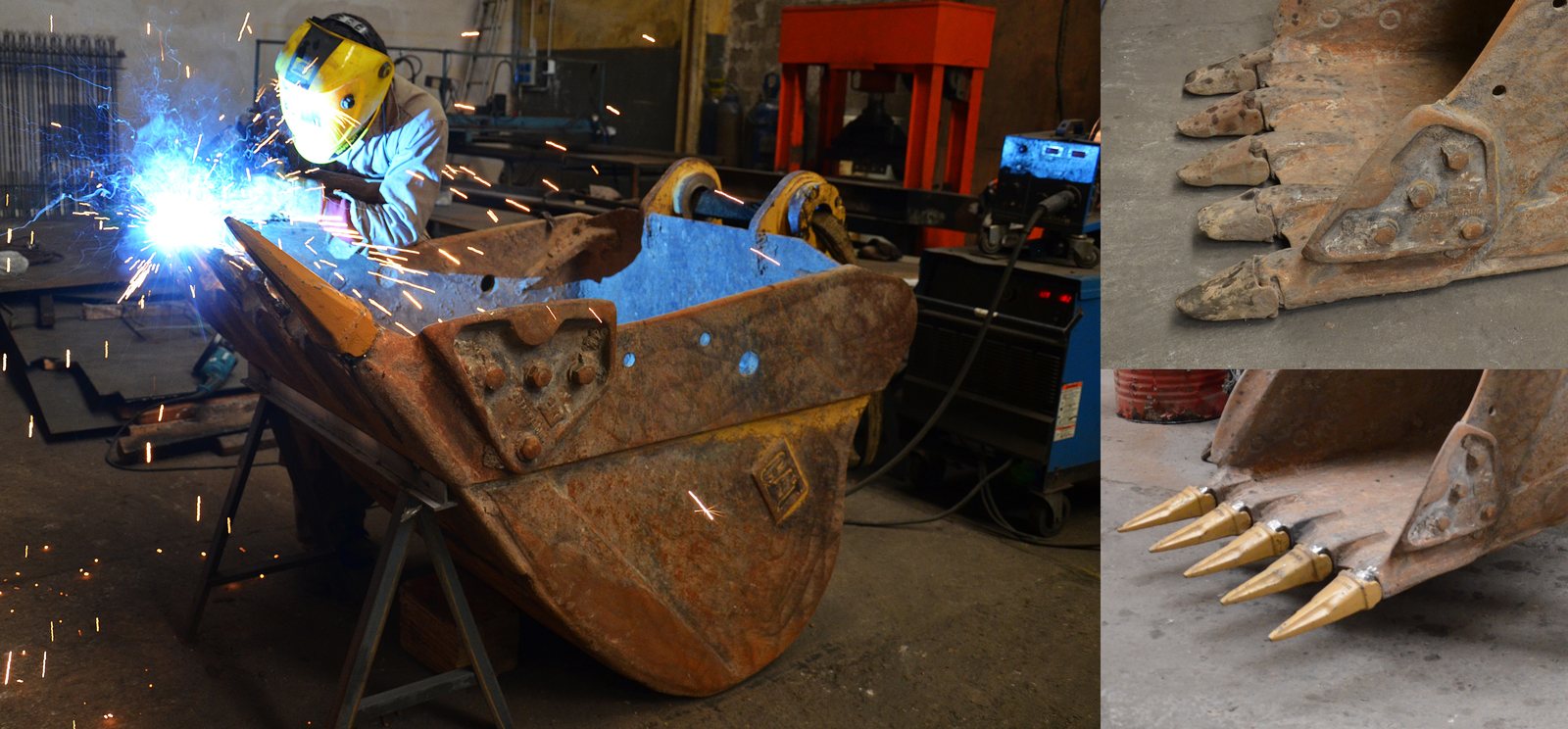Reparación de balde de cargadora CAT en planta